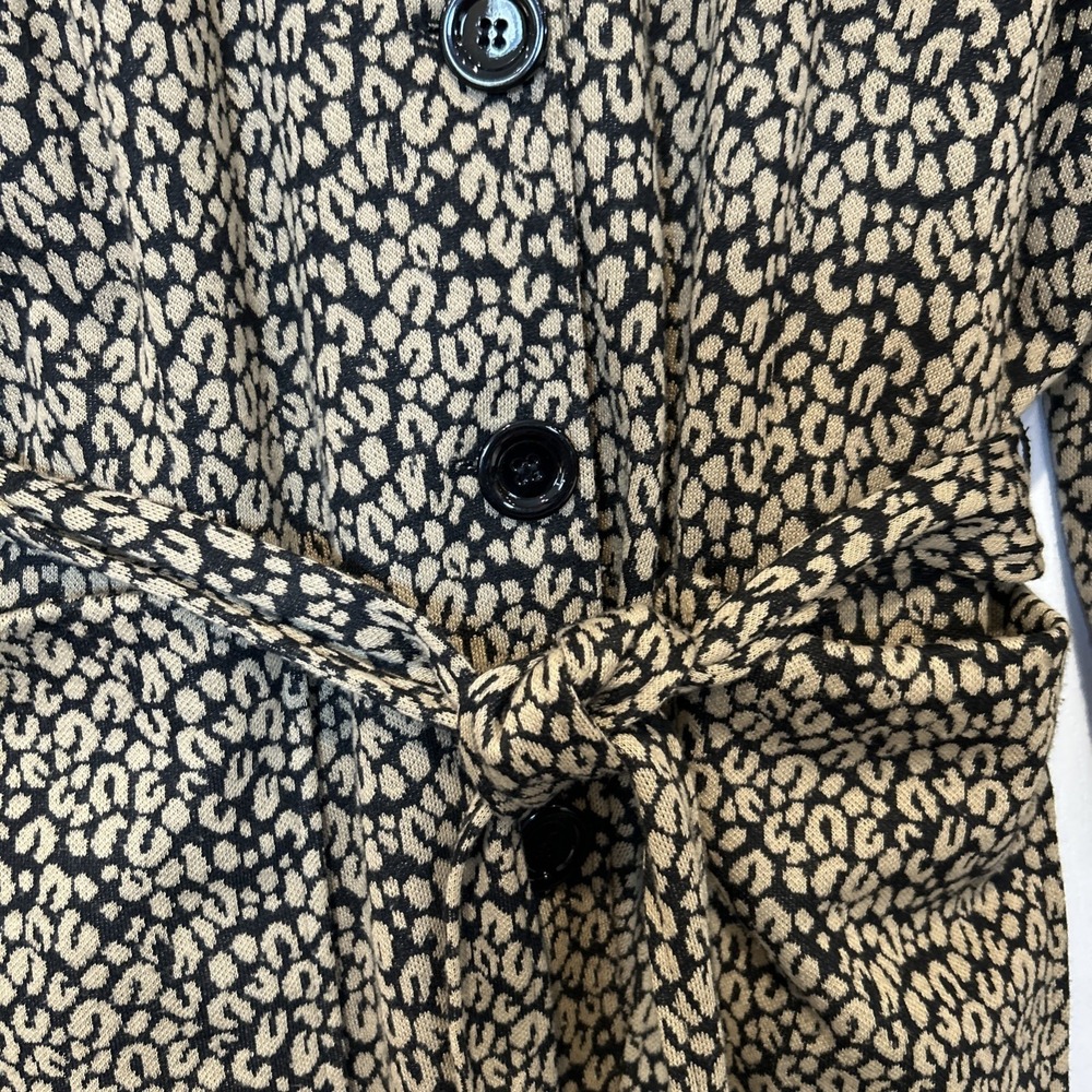 Carole Little Leopard Print Belted Jacket Women XL Tan Black Animal Pattern - Picture 5 of 8